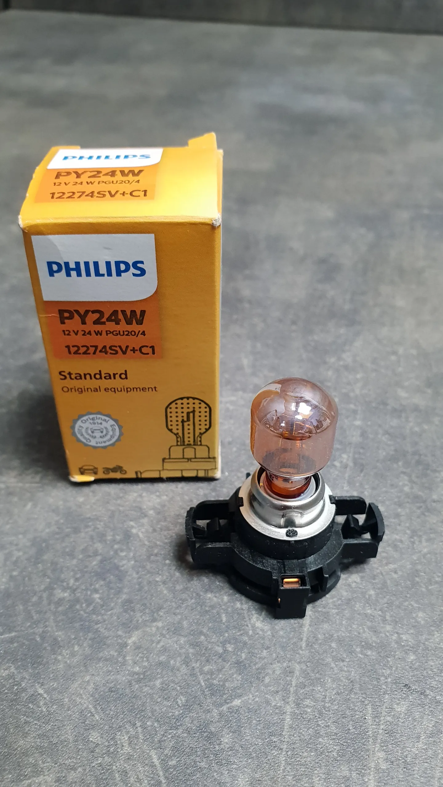 Лампа PY24W SV+ (12V,24W,патрон PG20/4) (зеркальная, под белый фонарь)