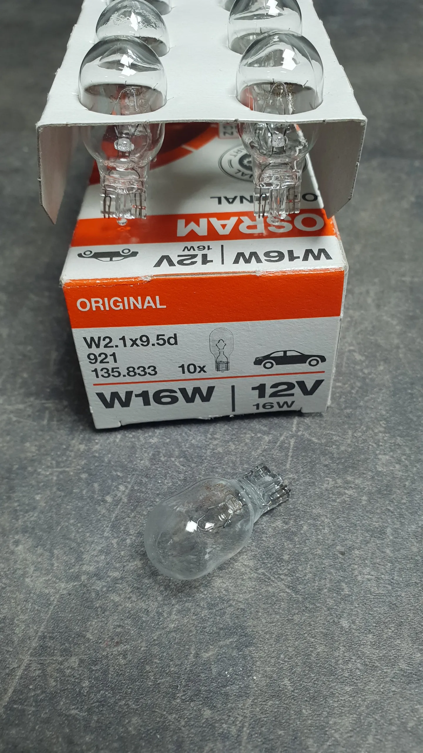 Лампа W16W (12V,16W,патрон W2,1x9.5d)